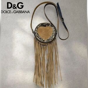 Dolce & Gabbana Denim And Suede Fringe Crossbody Bag